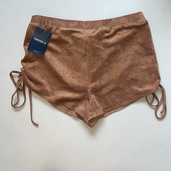 Suede Camel Lace Up Forever 21 Shorts - Picture 3 of 3